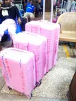 3-Piece Rubber Plastic Suitcase Set (Pink) - 4