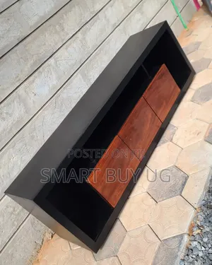 6ft Black TV Stand Unit with Drawers & LED Lights
