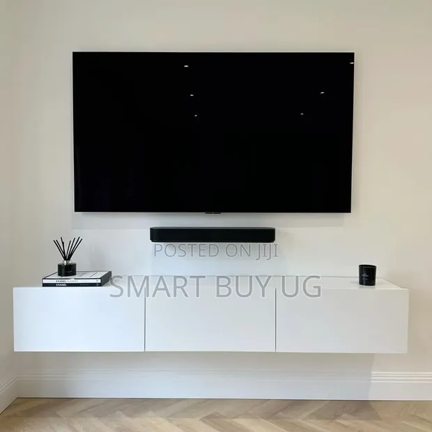 Brand New White TV Stand with Drawers & LED Lights - 1