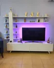 Brand New White TV Stand with Drawers and LED Lights - 1