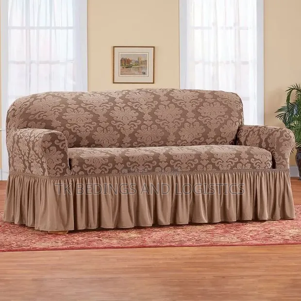 2 Seater Velvet Sofa Cover - Brown - 1