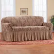 2 Seater Velvet Sofa Cover - Brown - 1