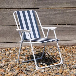 Outdoor Camping Chairs - Green and White Stripes