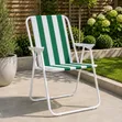 Outdoor Camping Chairs - Green and White Stripes - 2