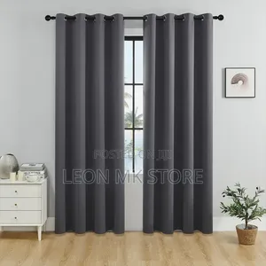 Modern Plain Dark Grey Eyelet Curtains