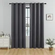 Modern Plain Dark Grey Eyelet Curtains - 1