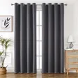 Modern Plain Dark Grey Eyelet Curtains - 2