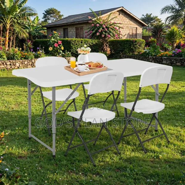 Home Picnic Outdoor Dining Foldable Table and Chairs - 1