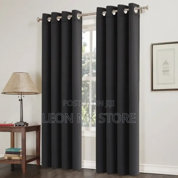 Luxury Floor-Length Eyelet Curtains - Charcoal Grey - 1