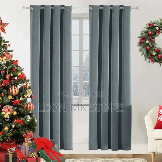 Minimalist Grey Eyelet Curtains (Set of 3) - 1