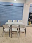 Portable Folding 6ft Plastic Table and 6 Chairs Set - 1
