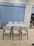 Portable Folding 6ft Plastic Table and 6 Chairs Set - 2