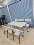 Portable Folding 6ft Plastic Table and 6 Chairs Set - 3
