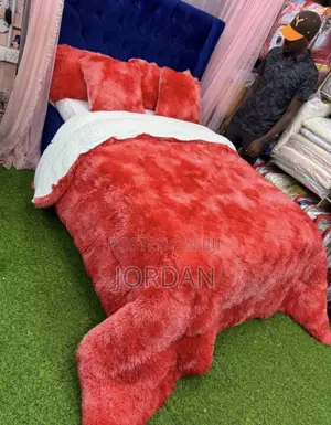 6-Piece Fluffy Bedcover Set with Pillow & Cushion Covers and Bedsheets