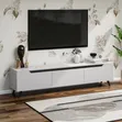 6ft White TV Stand Wall Unit with Drawers & LED Lights - 2