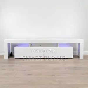 6ft White TV Stand Wall Unit with Drawers & LED Lights