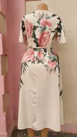 Elegant Cream Floral Maxi Dress with Flared Sleeves - 2