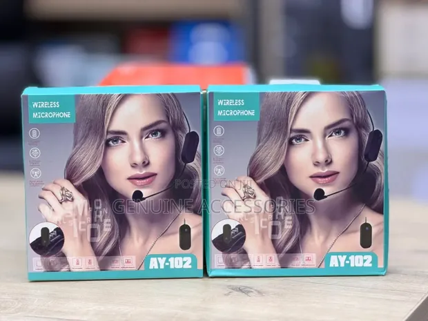 AY-102 Double Headwear Wireless Microphone - 1