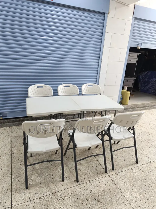 1.5m Foldable Dining Table and 6 Chairs - 1