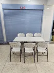 1.5m Foldable Dining Table and 6 Chairs - 2