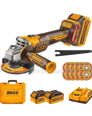 INGCO 20V Cordless Angle Grinder 115mm, 3 Speed, 2 Batteries