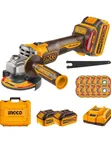 INGCO 20V Cordless Angle Grinder 115mm, 3 Speed, 2 Batteries - 1