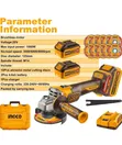 INGCO 20V Cordless Angle Grinder 115mm, 3 Speed, 2 Batteries - 2