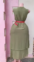 Olive Green Sleeveless Midi Dress - 2