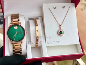 Movado Ladies Watch, Earrings, Necklace & Bangle Set