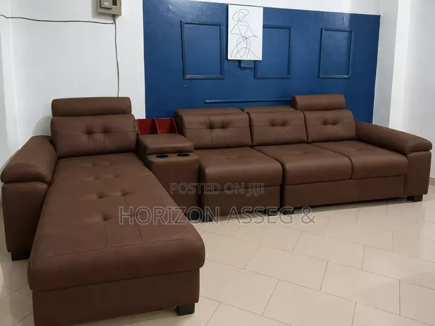 L-Shape 5 Seater Leather Sofa - 1