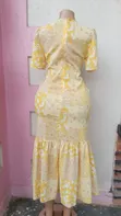 Yellow Floral Midi Dress - Size S - 2