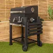 Heavy Duty Charcoal BBQ Grill Smoker Trolley with Side Storage - 2