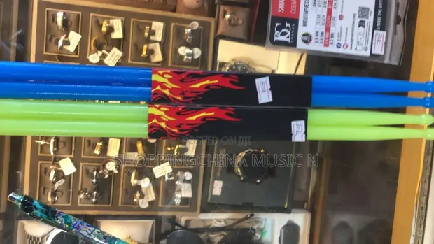 Plastic Drum Sticks - Green and Yellow - 1