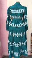 Elegant Teal Embroidered Midi Dress - 2