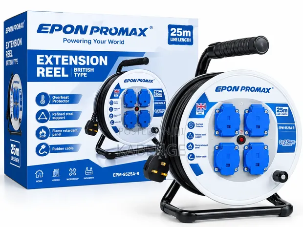 EPON 25M Heavy-Duty Extension Reel (4 British Sockets) - 1