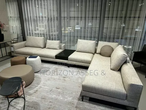 L-Shape 6 Seater Fabric Sofa - 1