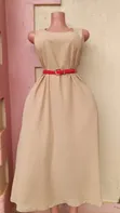 Elegant Beige Sleeveless Maxi Dress - 1