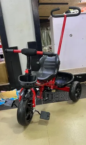 Kids' Push Tricycle with Front Basket & Toy Headlight