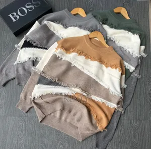 4F Unisex Frayed Tassel Trim Sweater