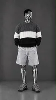 4F Charcoal Grey, White, and Black Horizontal Panels Sweater - 2