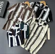 Short-Sleeve Vertical-Striped Cuban Collar Shirts - 1