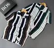 Short-Sleeve Vertical-Striped Cuban Collar Shirts - 2