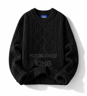 Black Aelfric Eden Cable Knit Crewneck Pullover Sweater