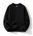 Black Aelfric Eden Cable Knit Crewneck Pullover Sweater - 1