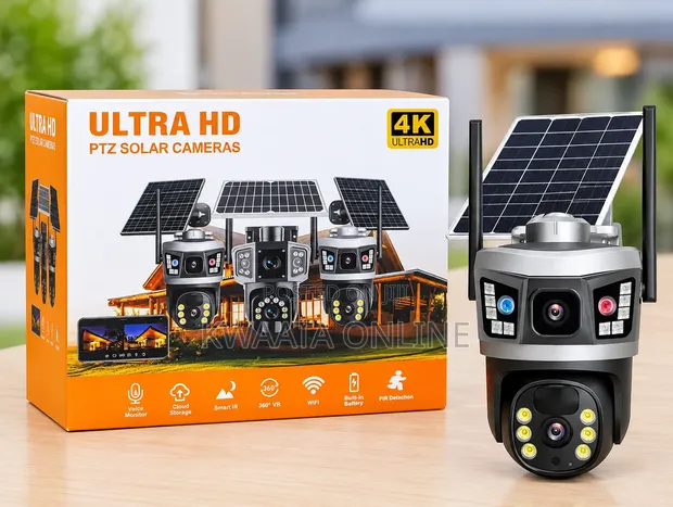 4G Solar Security Camera - 4K Ultra HD PTZ Wi-Fi Wireless - 1
