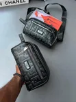 Men's Black Leather Clutch & Toiletry Pouch - 3