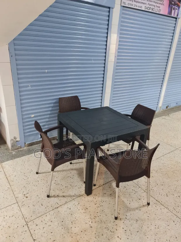 Brand New Plastic Dining Table and 4 Chairs Set - 1