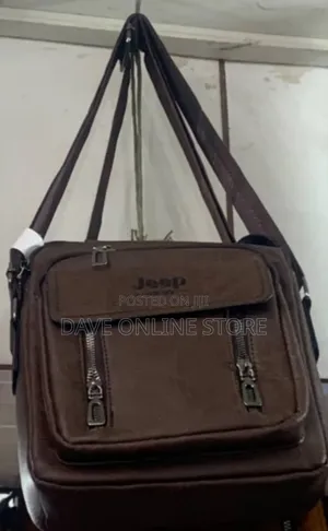 Brown PU Leather Men's Vertical Crossbody Bag
