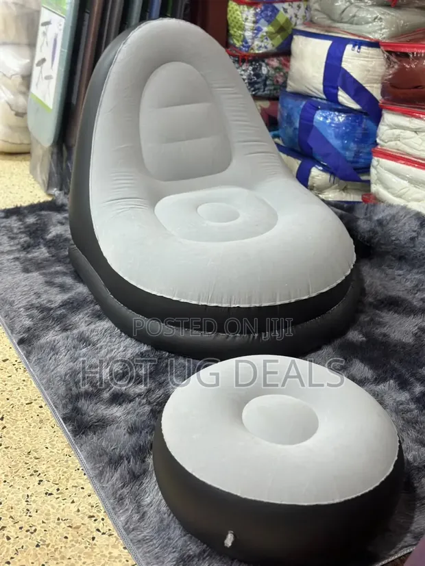 Deluxe Inflatable Lounge Chair & Ottoman Set - 1
