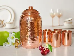La Coppera Sanjeevani Pure Copper Water Dispenser & 4 Glass Set